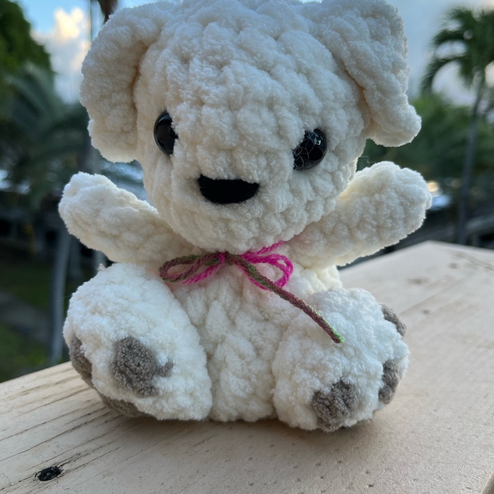 Plush crocheted puppy dog